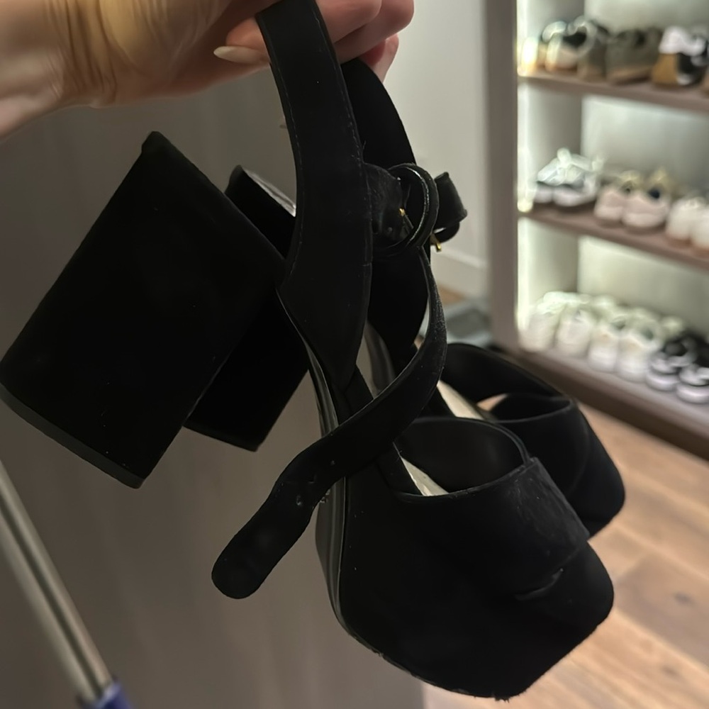 Black Prada suede platform sandals